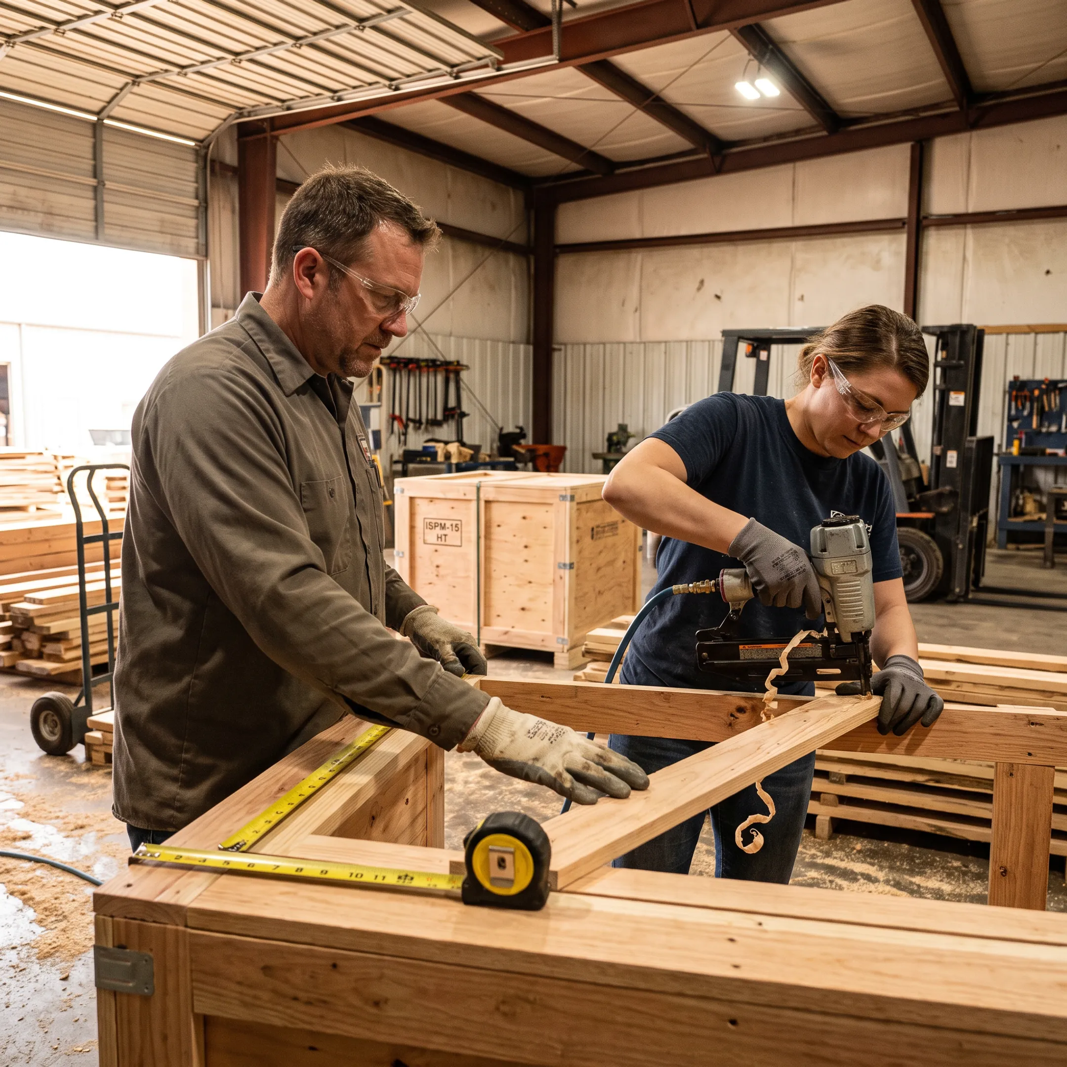Industrial shipping crate operation