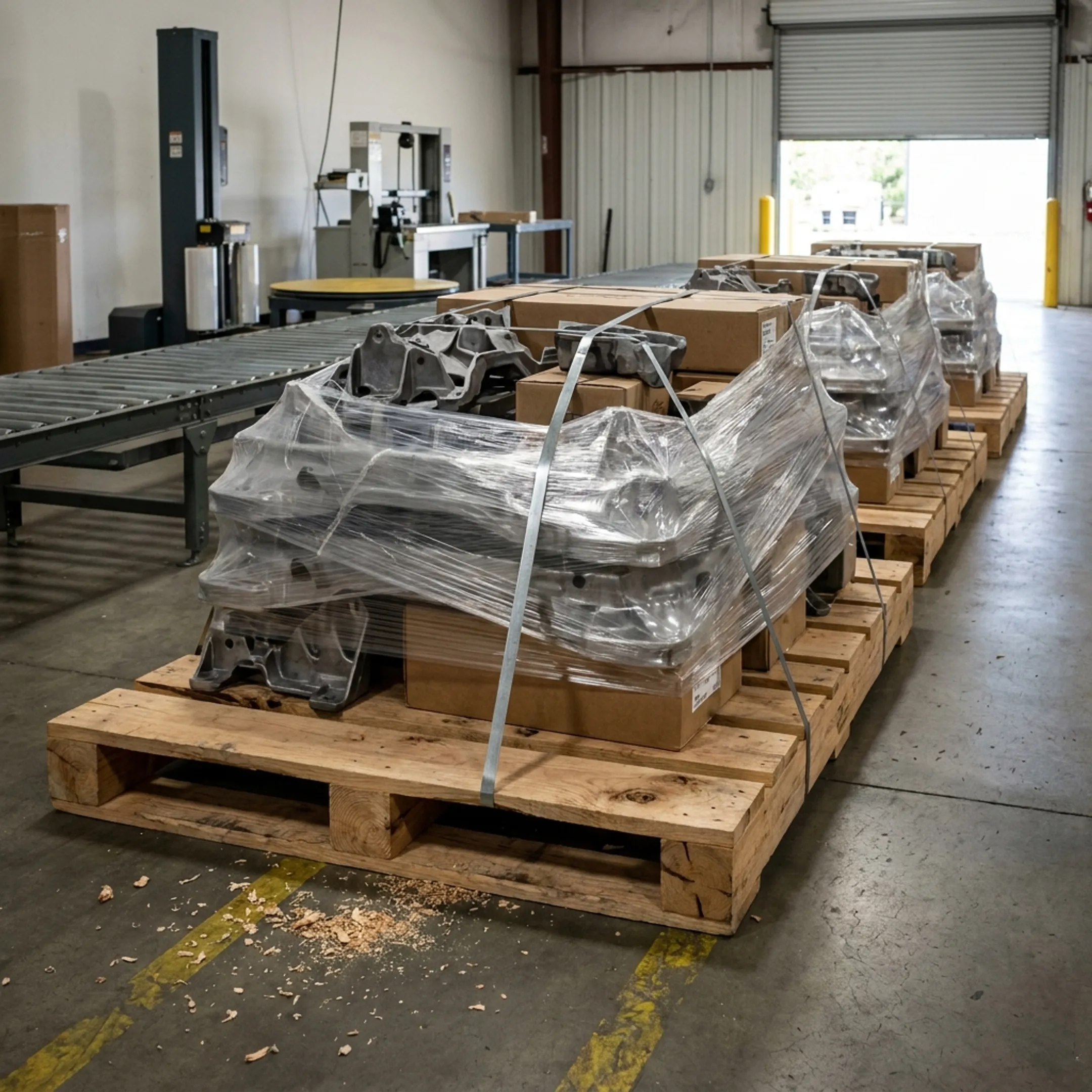 Automotive components on custom pallets