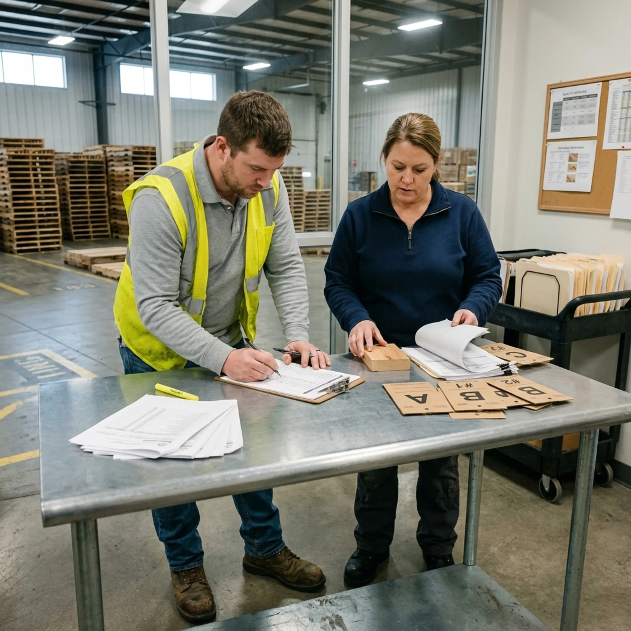 Operations team analyzing pallet supply chain data
