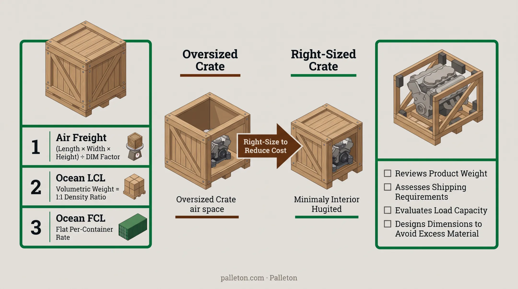 Air freight versus ocean LCL versus ocean FCL weight calculation comparison