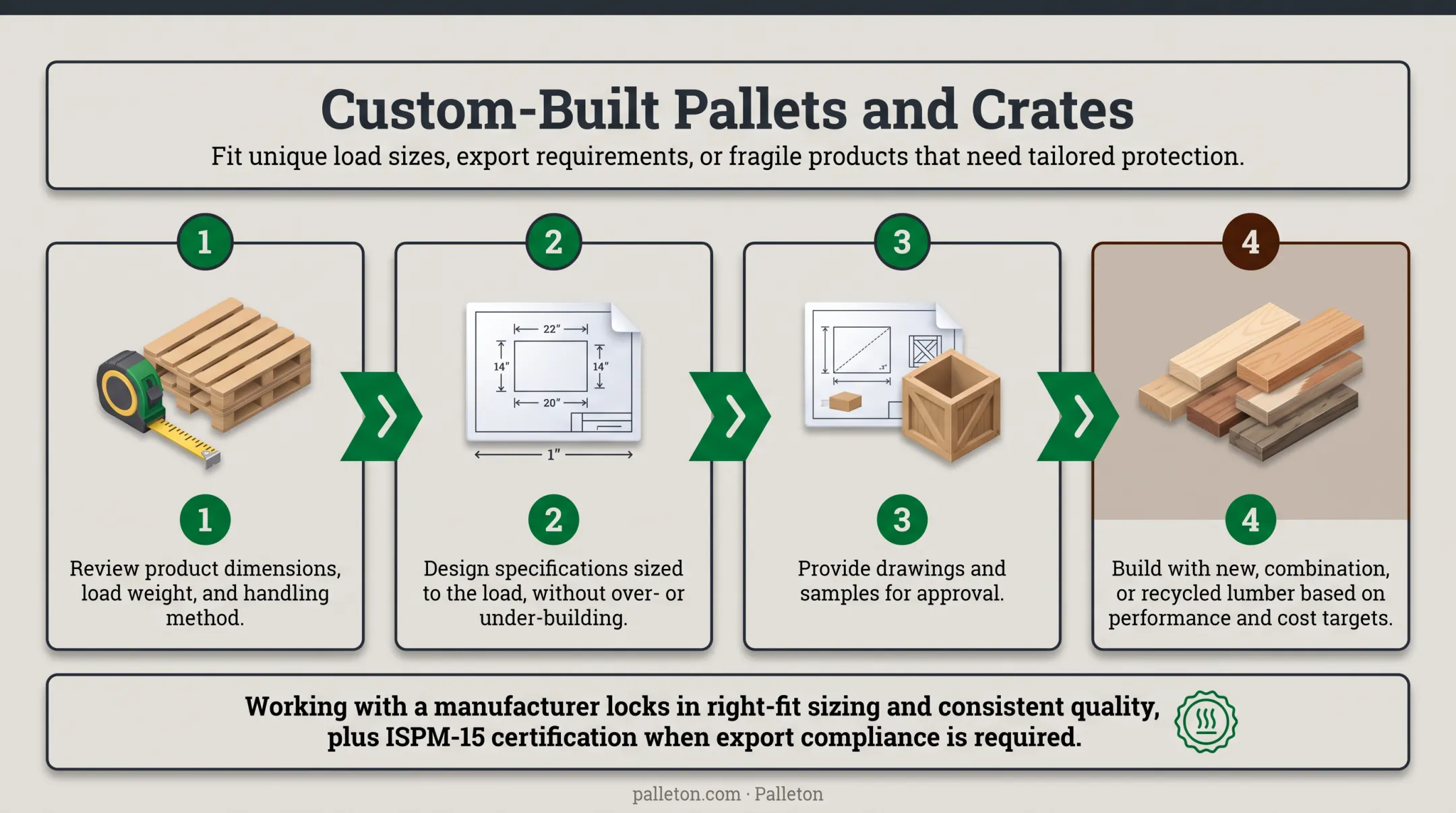 Custom pallet manufacturing workflow from design to final build
