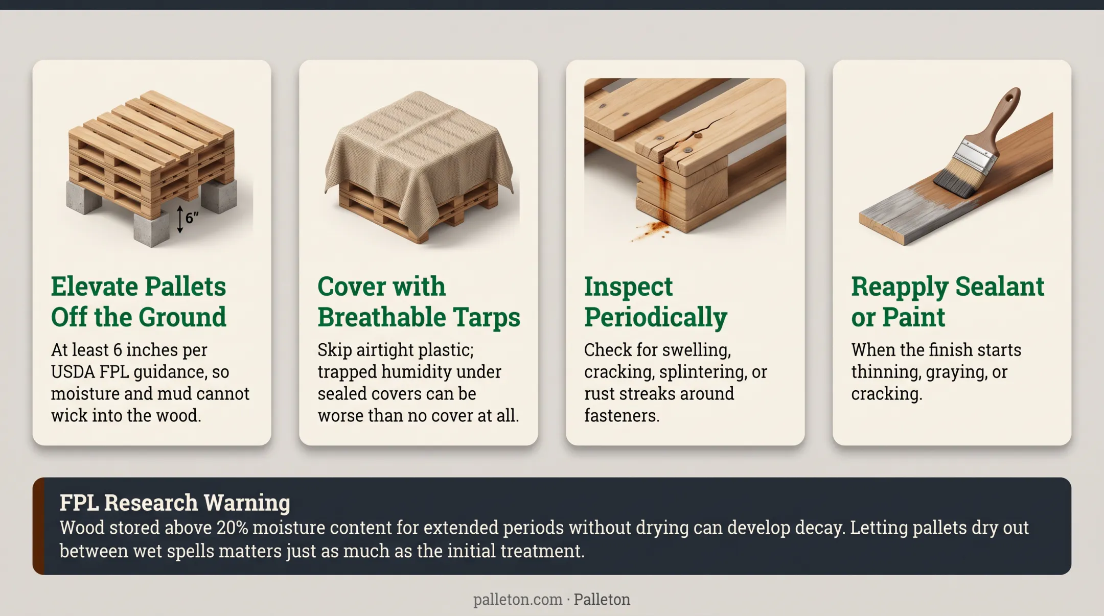 Outdoor pallet storage best practices checklist infographic