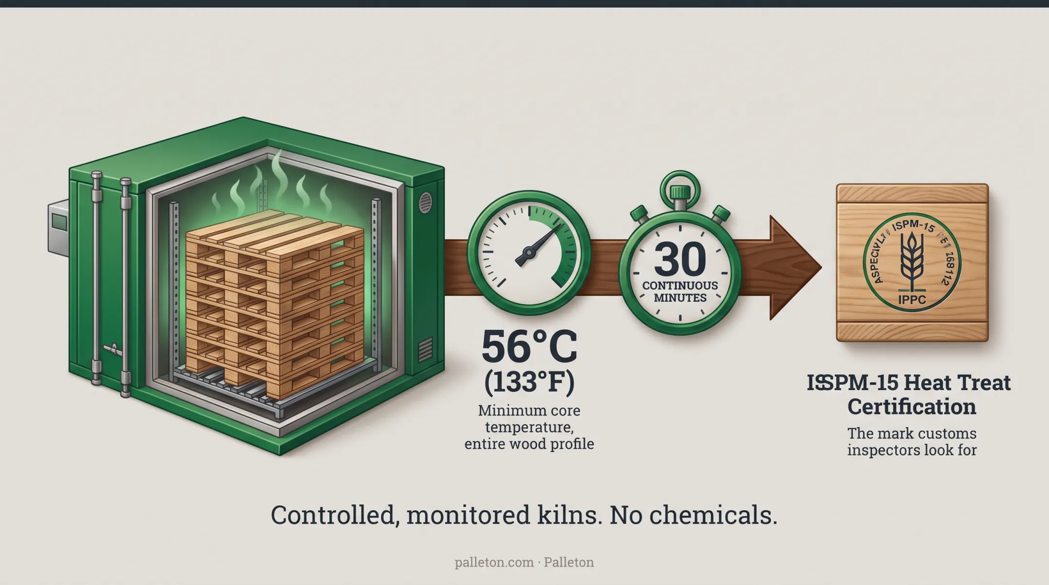 ISPM-15 heat treatment stamp marking on export wood pallet