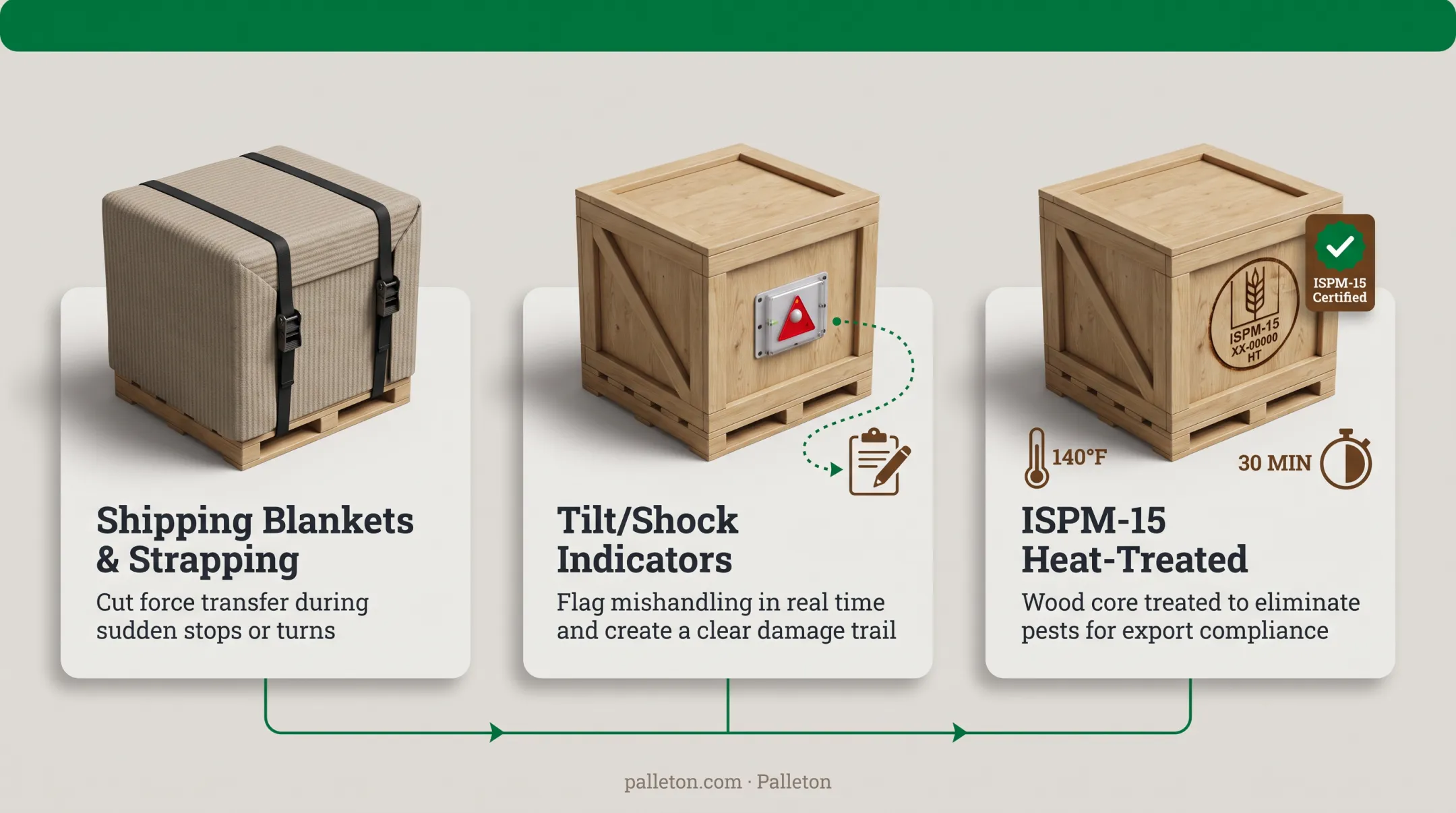 Server rack packaging solution components from crate to cushioning to securing