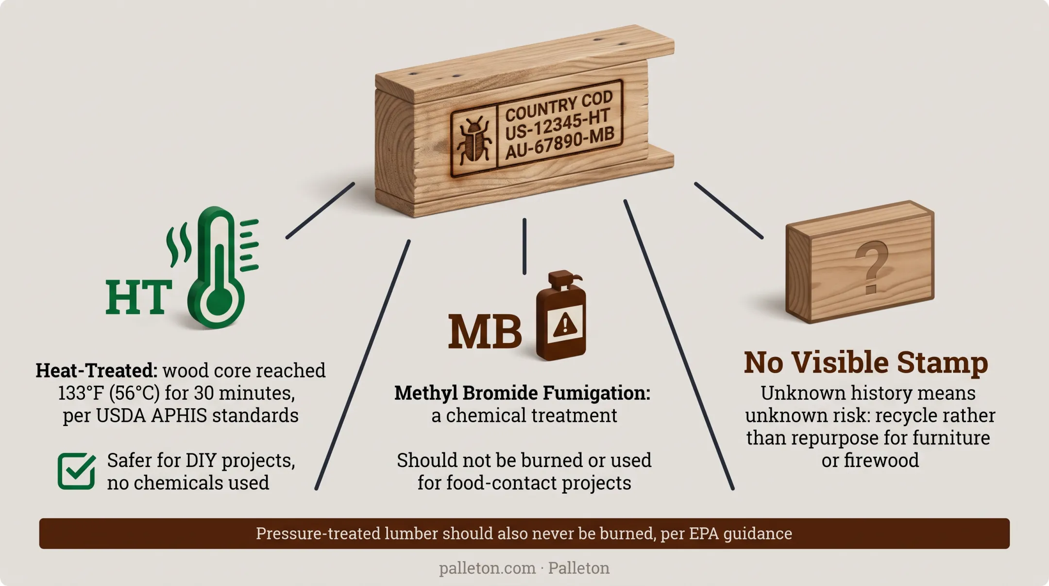 HT versus MB pallet stamp treatment codes comparison chart