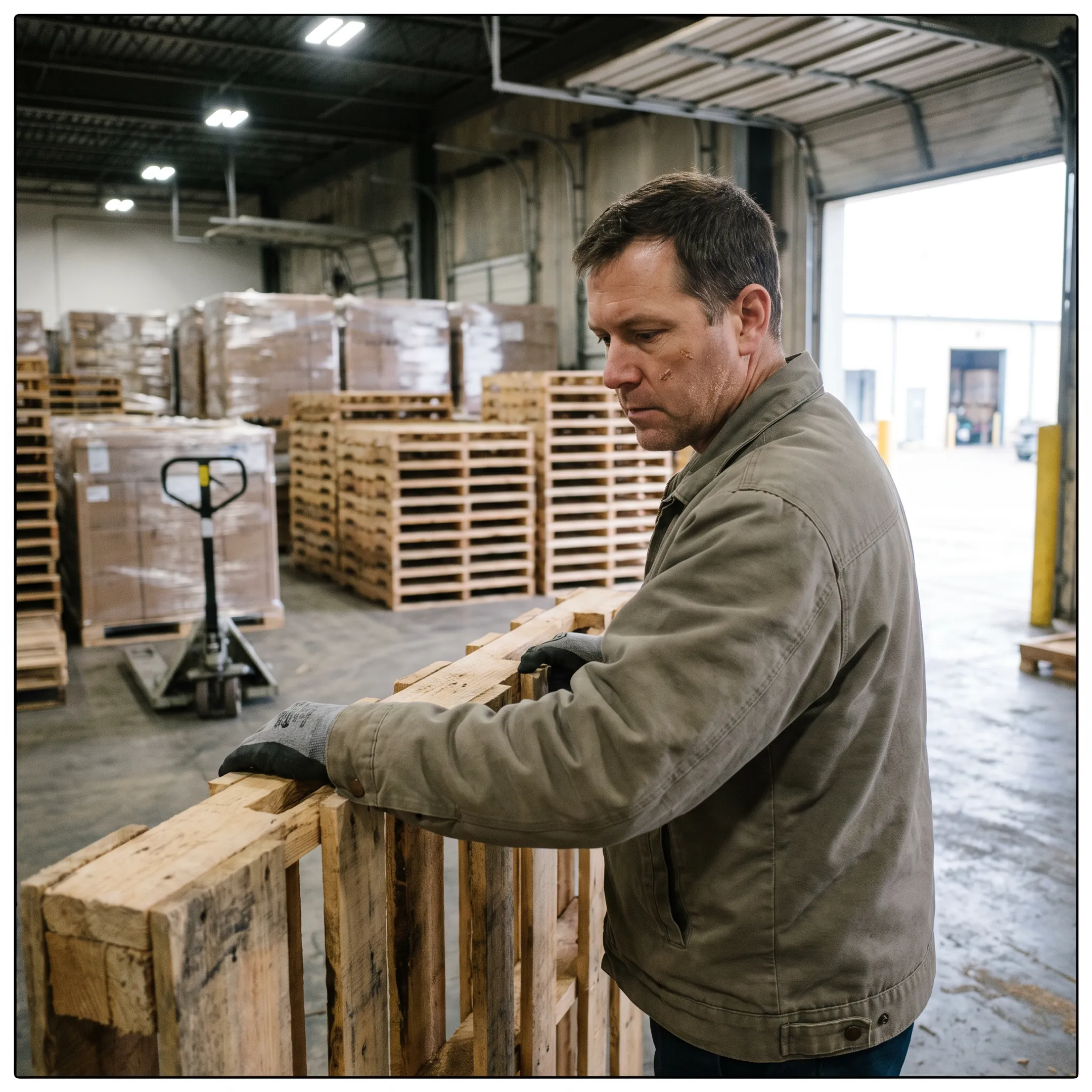 Pallet specialist inspecting a custom pallet