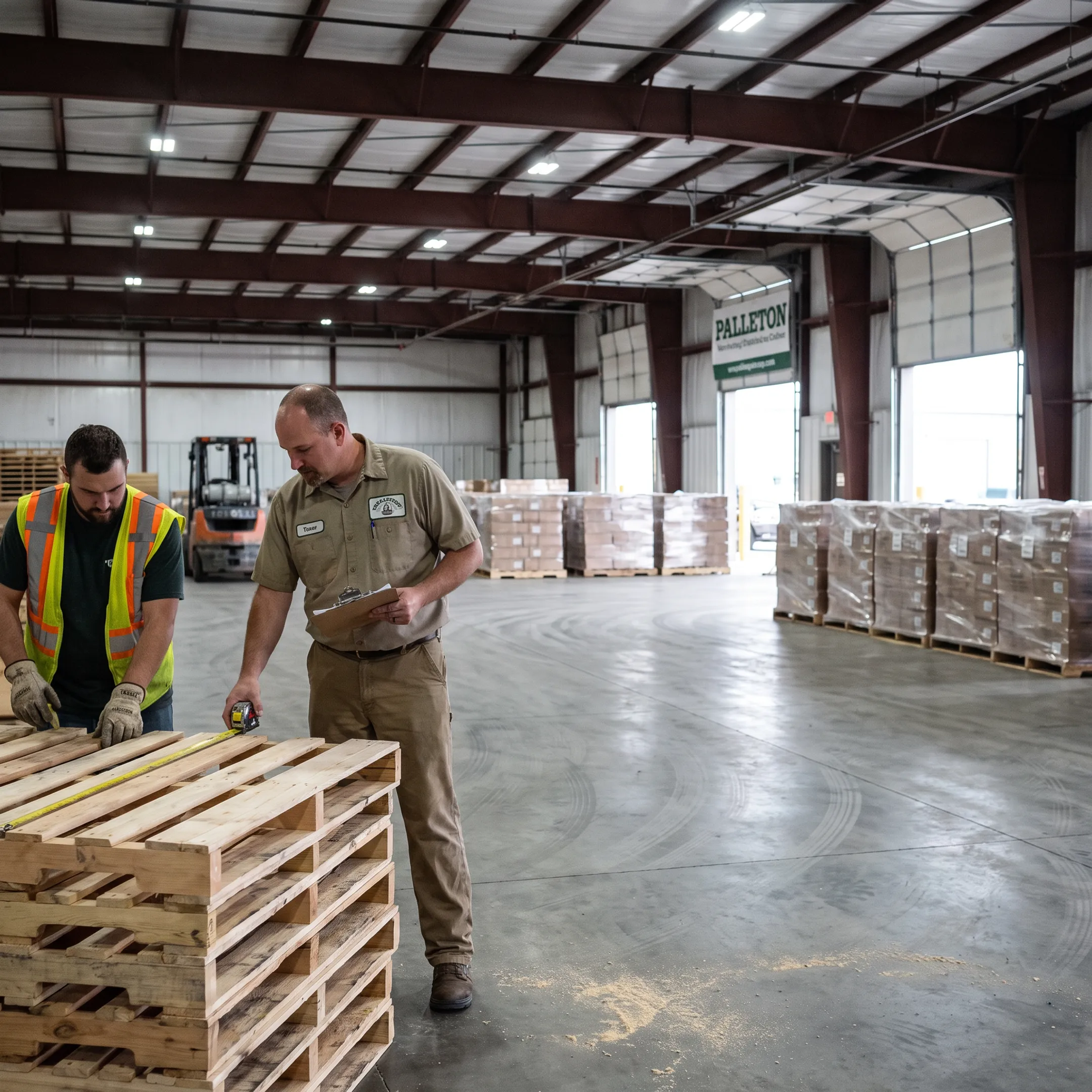 Pallet specialist reviewing a custom pallet design