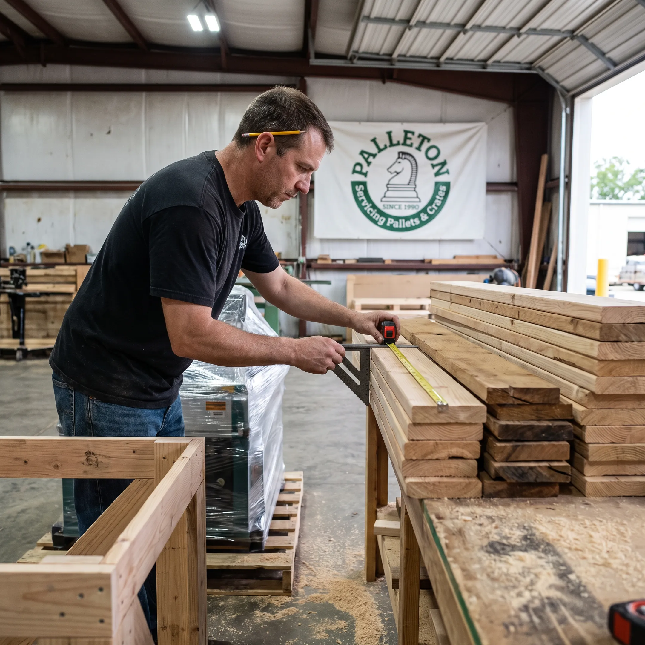 Worker measuring equipment for a custom crate