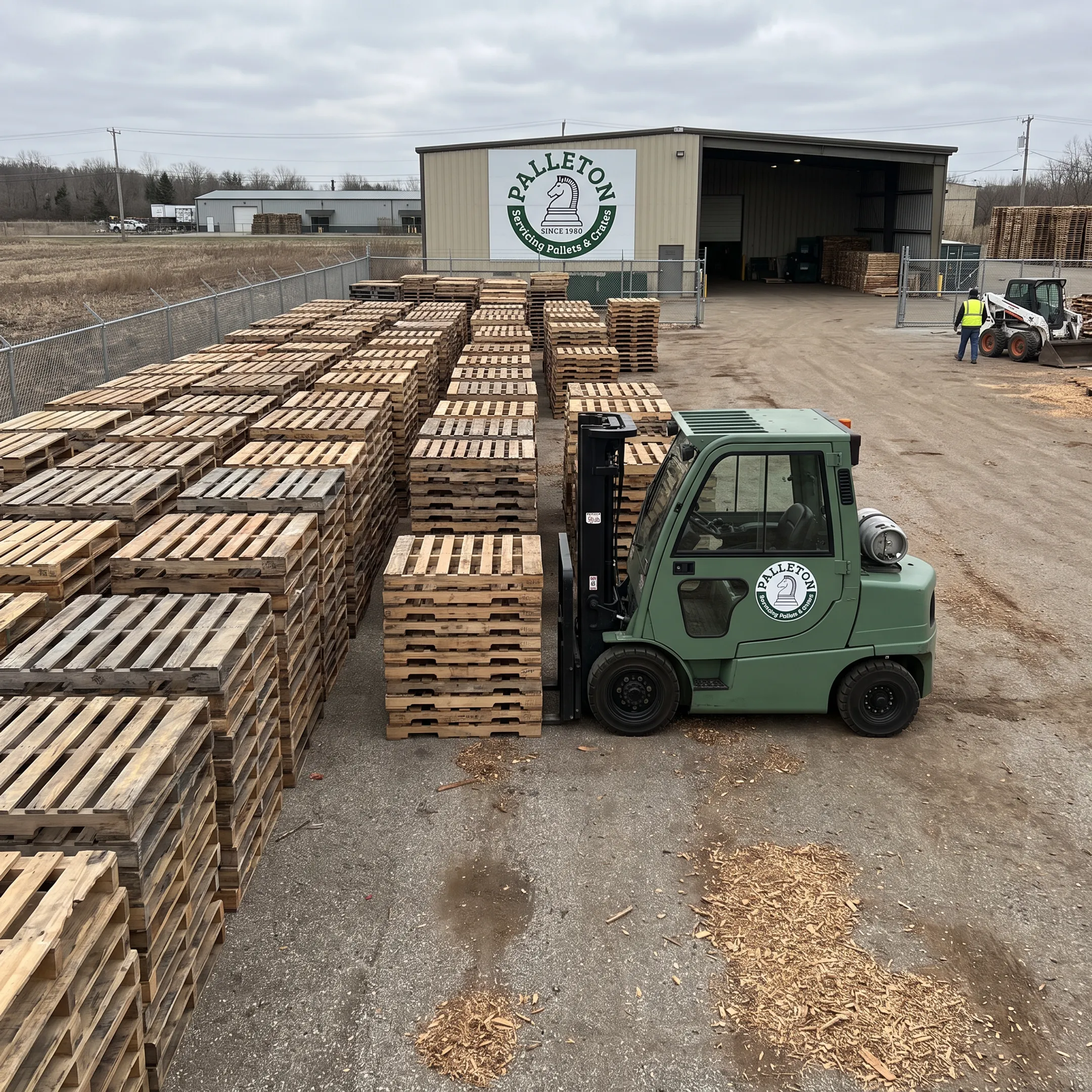 Sorted used pallets ready for recovery