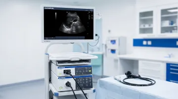 EBUS bronchoscope convex probe equipment displayed in clinical endoscopy suite