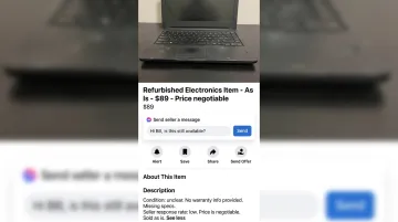 Warning signs on a questionable online refurbished product marketplace listing