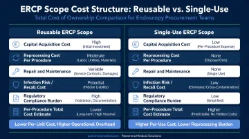 Reusable versus single-use ERCP scope cost structure comparison infographic