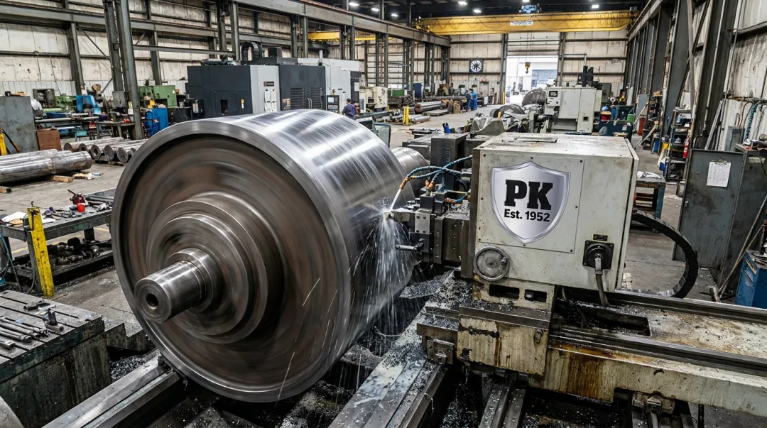 CNC lathe machining large-diameter capstan workpiece in-house facility