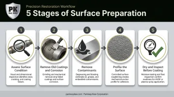 5-stage surface preparation process from assessment to drying inspection