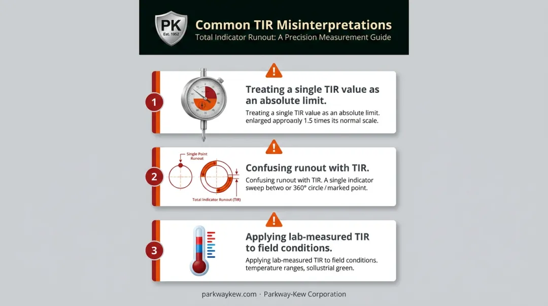 Three common TIR misinterpretations in manufacturing measurement infographic