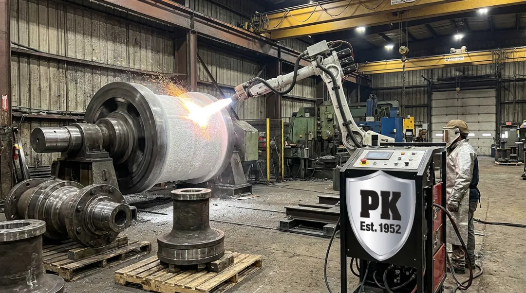 Industrial plasma-sprayed ceramic coating applied to wire drawing block equipment