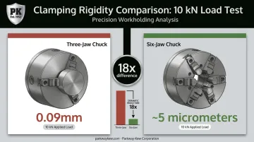 Three-jaw versus six-jaw clamping deformation comparison for thin-wall parts