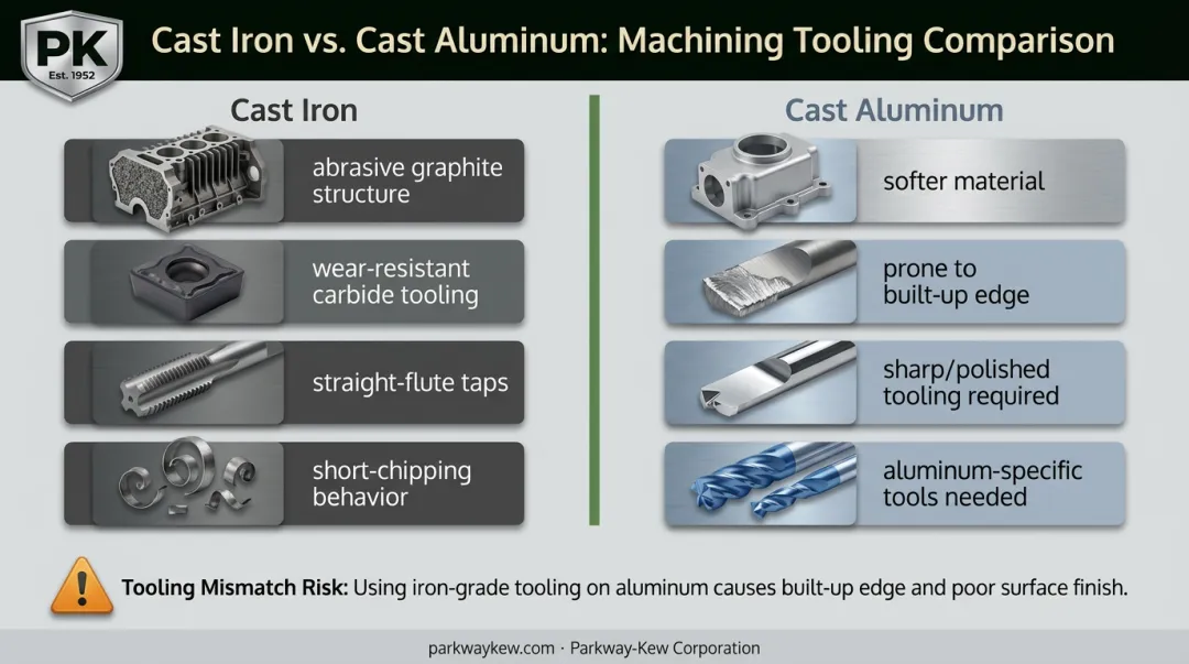 Cast iron versus cast aluminum machining tooling and technique comparison