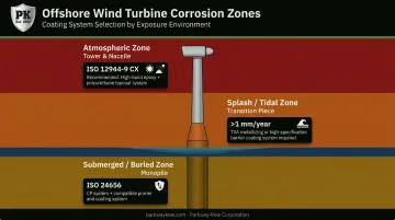 Offshore wind turbine three corrosion zones atmospheric splash submerged specifications diagram