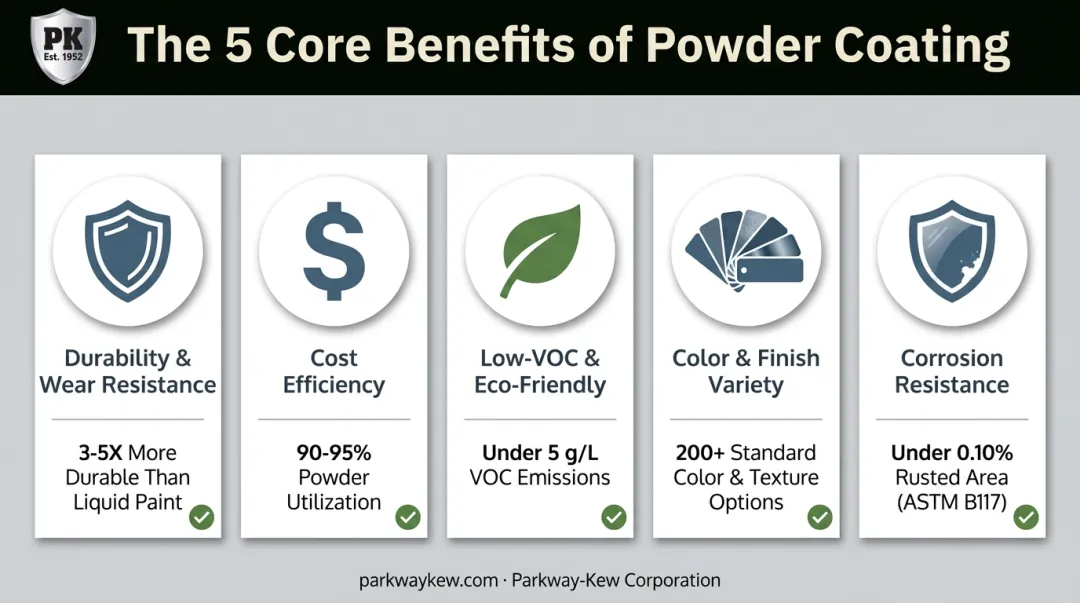 Five key benefits of powder coating durability cost and VOC compliance