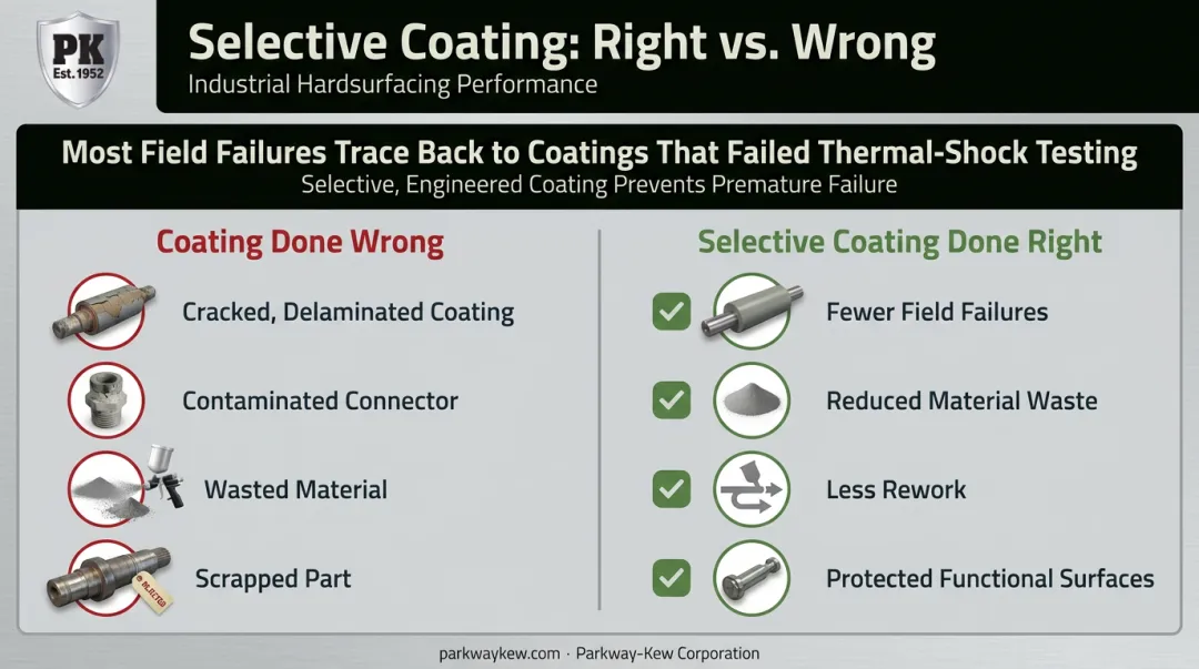 Selective coating failure risks versus properly masked component benefits comparison