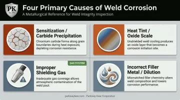 Four root causes of stainless steel weld corrosion comparison chart