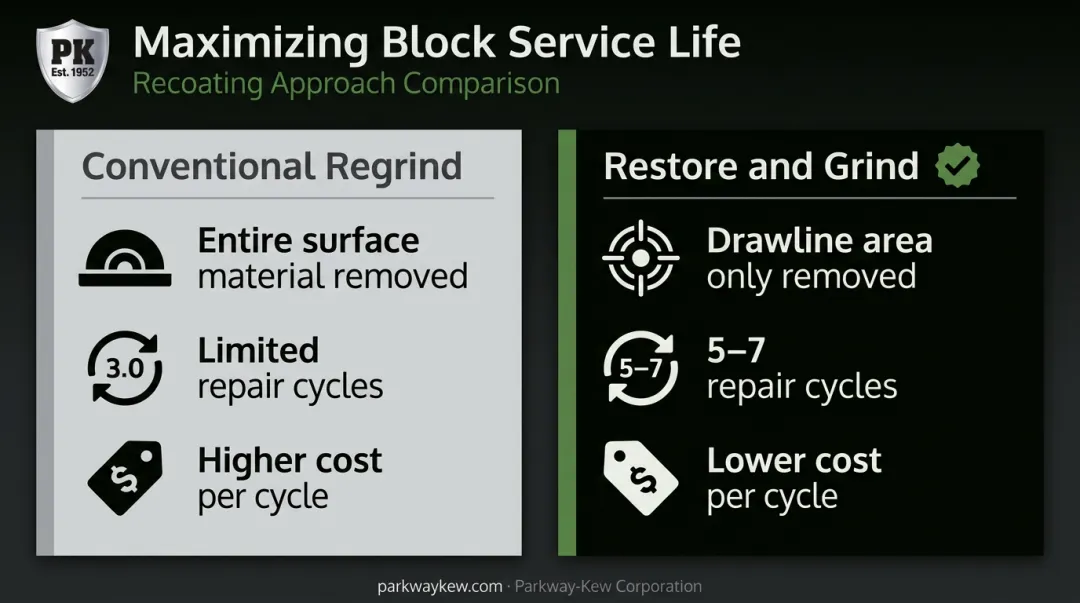 Restore and Grind versus conventional regrind recoating approach cost and cycle comparison