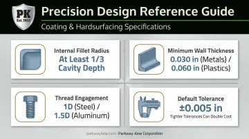CNC design rules quick reference for fillets walls threads and tolerances