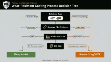 Decision framework flowchart for choosing blade slot-die or hardsurfacing coating method