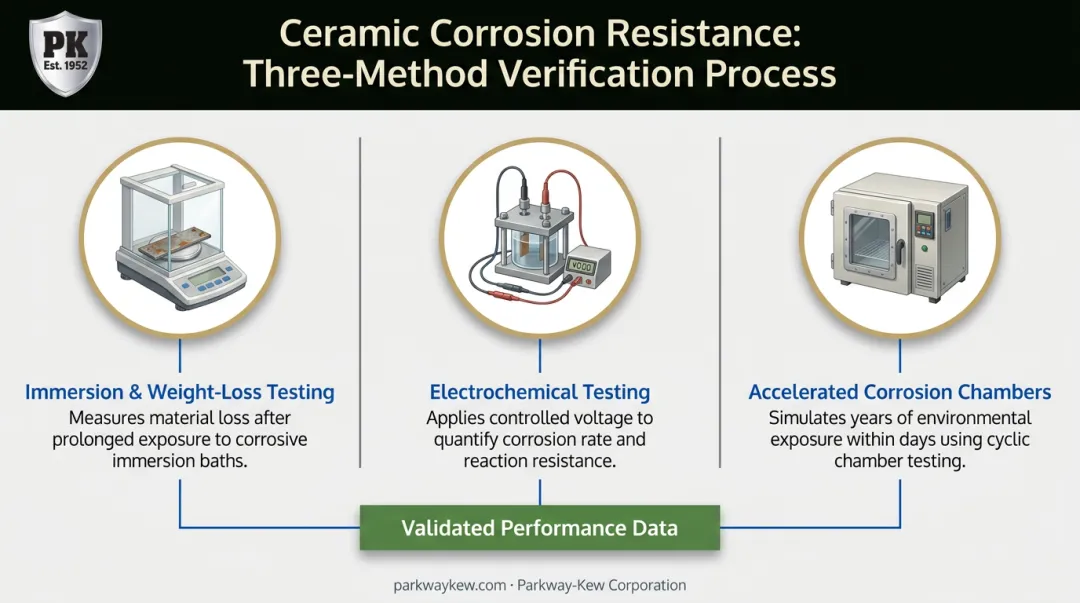 Three standard methods for testing ceramic corrosion resistance