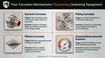 Four main causes of aluminum corrosion comparison infographic