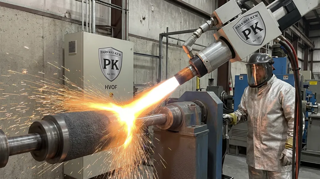Parkway-Kew HVOF tungsten carbide thermal spray coating application on industrial component