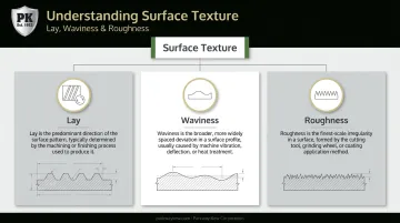 Three components of surface texture lay waviness and roughness diagram