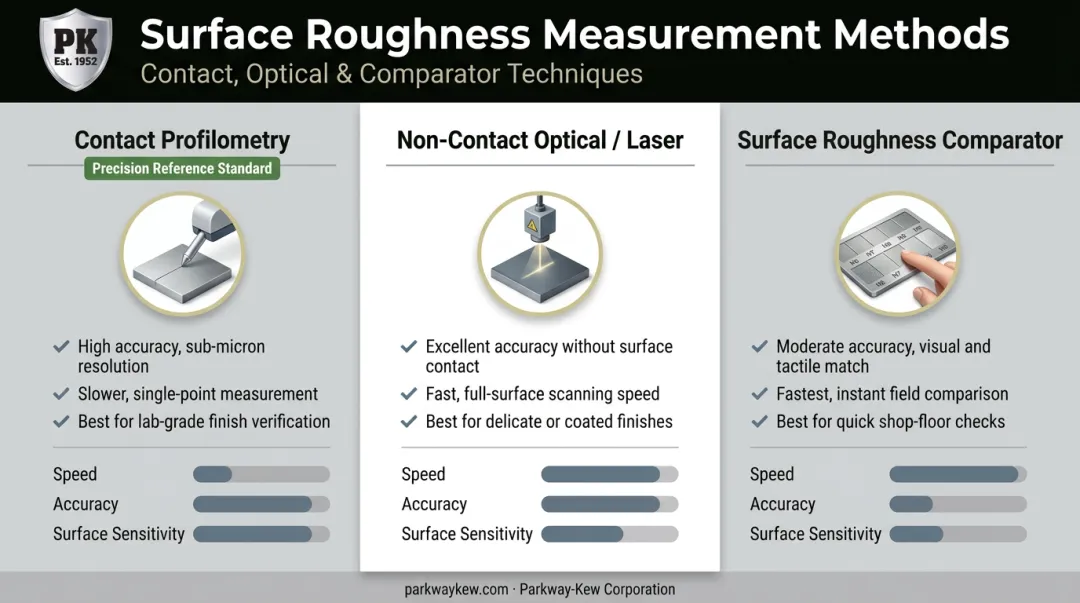 Comparison of contact profilometer non-contact optical scanning and comparator methods