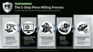 5-step piece milling process from inspection to quality finishing infographic