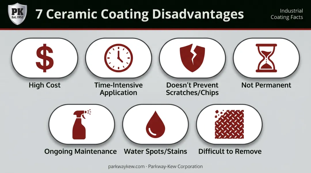 7 major disadvantages of ceramic coating icon overview chart