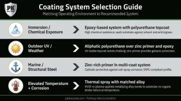 Industrial coating selection guide matching four operating environments to correct coating systems
