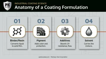 Four core components of coating formulations binder pigment additives solvent