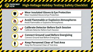 High-voltage holiday detector safety best practices checklist infographic