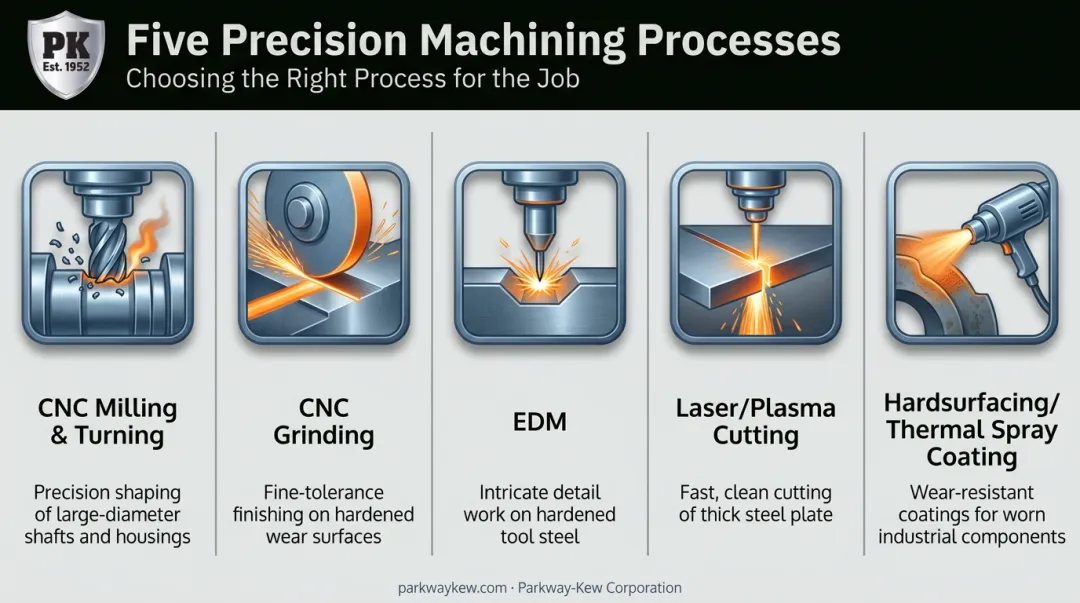Comparison of CNC milling turning grinding EDM and coating processes