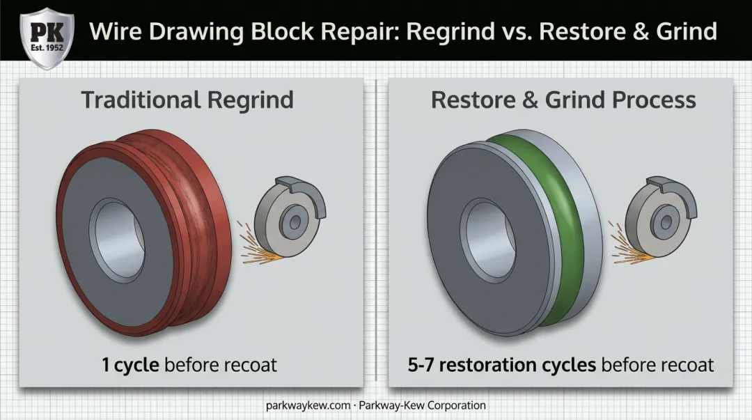Restore and Grind targeted repair versus traditional full regrind comparison