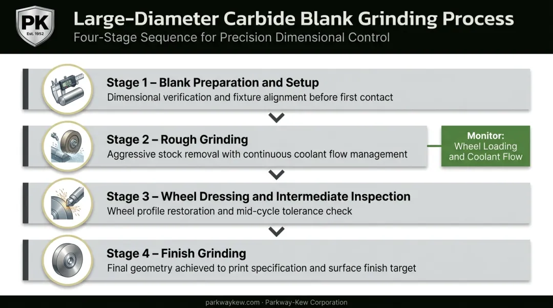 Four-stage carbide blank grinding process from preparation to final verification