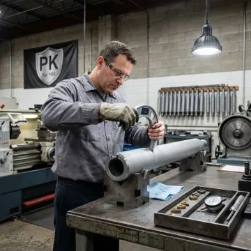 Machinist inspecting a precision oilfield component