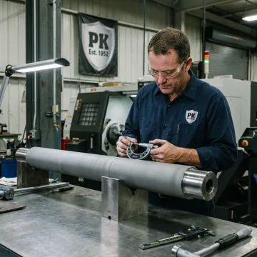 Technician inspecting CNC machined alloy component
