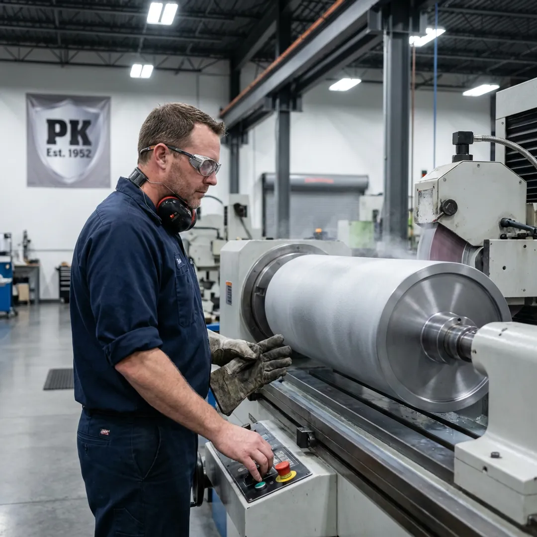 Precision grinding process for an industrial coated metal component