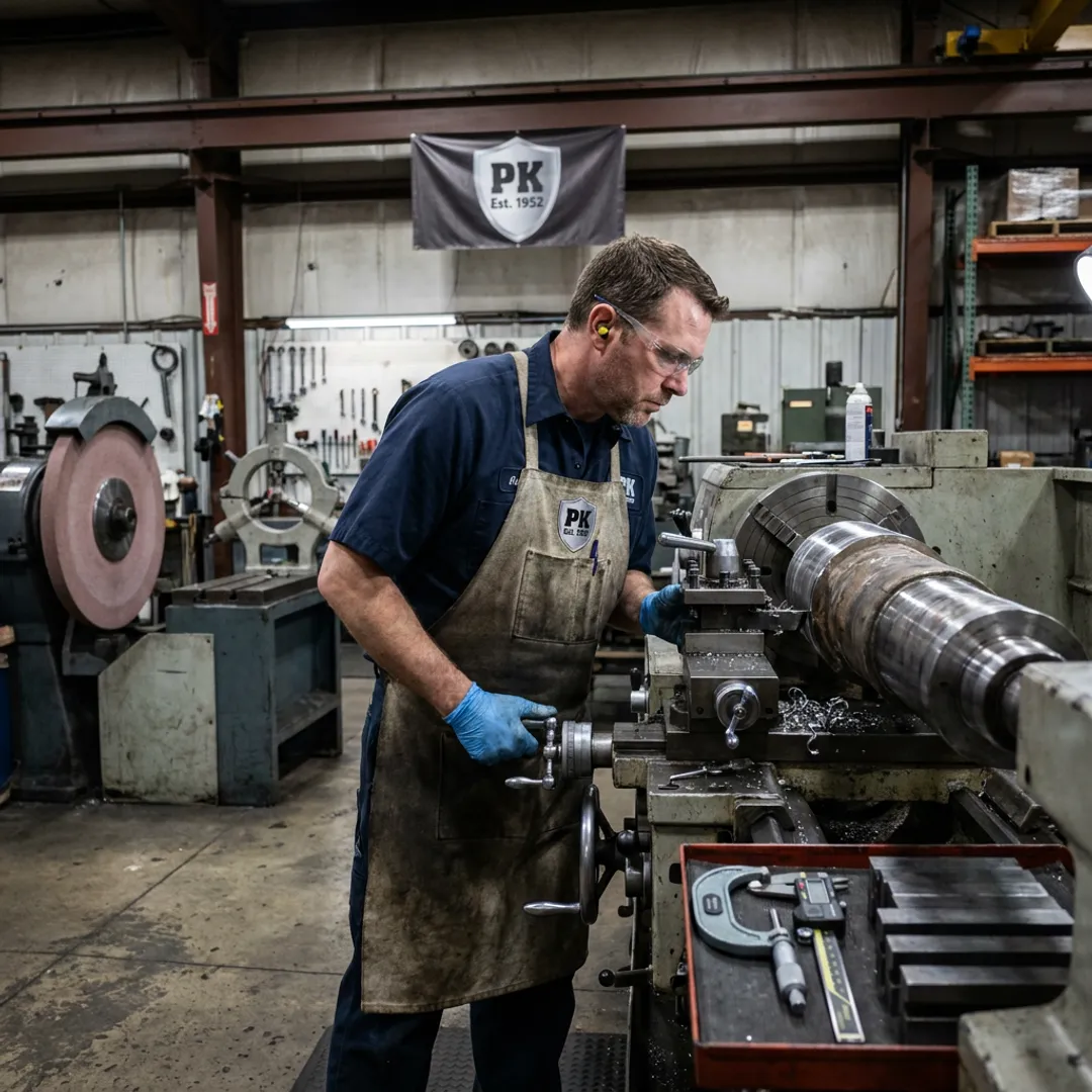 Precision machining process on an industrial metal component