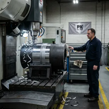 CNC machine milling a metal industrial part