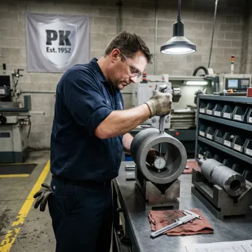 Technician inspecting coated industrial component