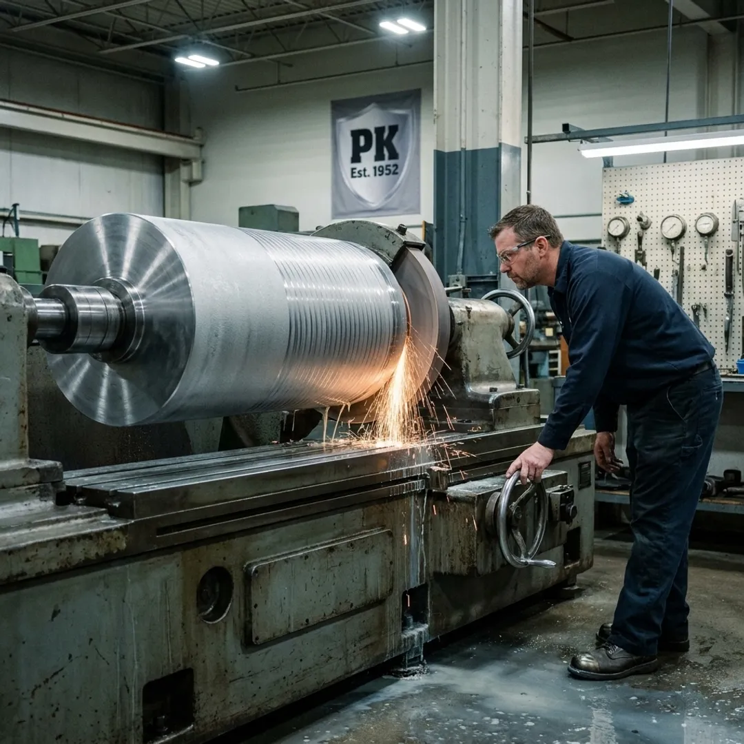 Large industrial component being precision ground