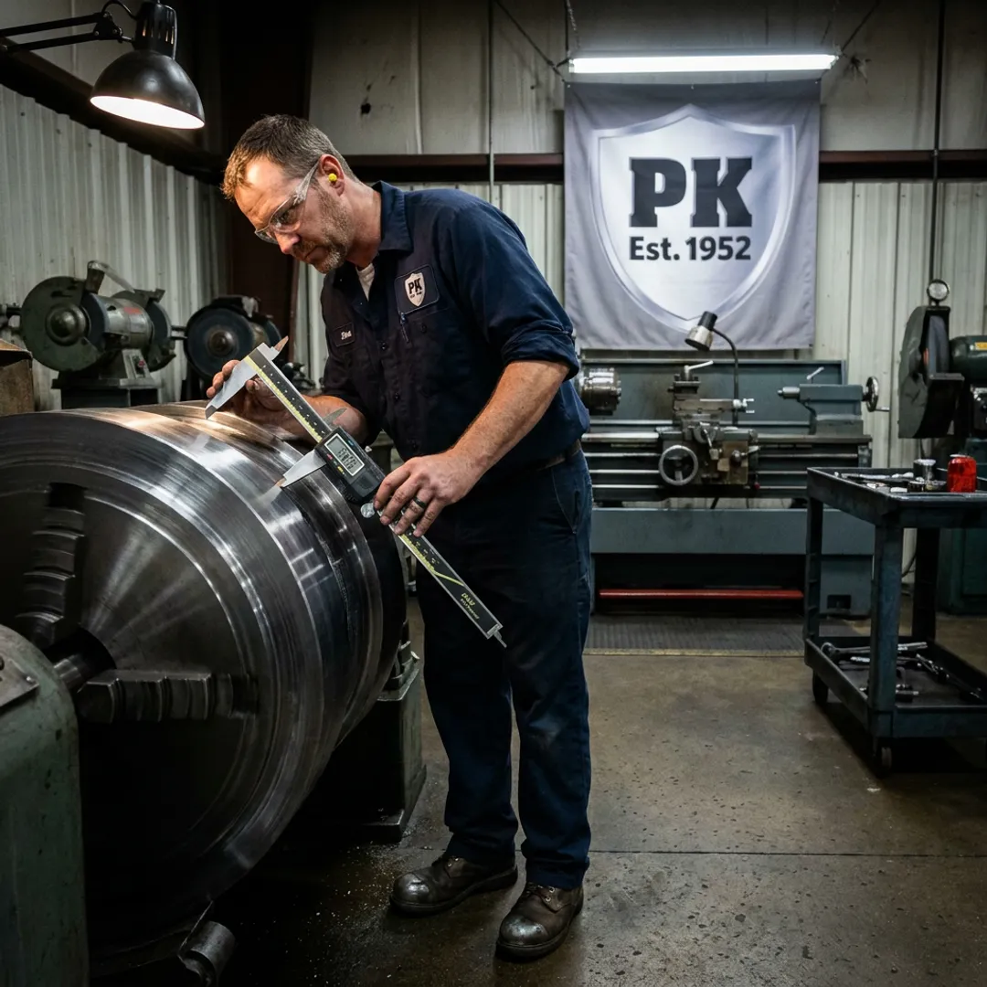 Machinist fabricating a large steel industrial component